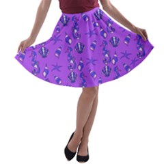 Seahorse Pattern A-line Skater Skirt by Valentinaart