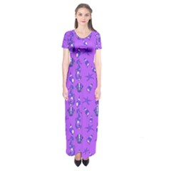 Seahorse Pattern Short Sleeve Maxi Dress