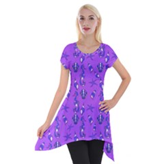 Seahorse Pattern Short Sleeve Side Drop Tunic