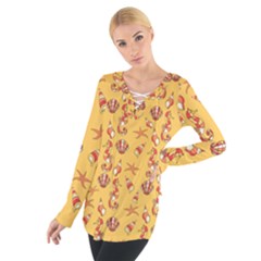 Seahorse Pattern Women s Tie Up Tee