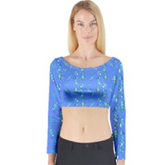 Seahorse Pattern Long Sleeve Crop Top by Valentinaart