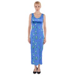 Seahorse Pattern Fitted Maxi Dress