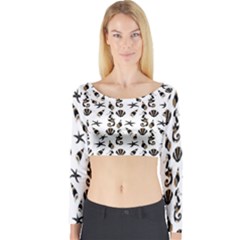 Seahorse Pattern Long Sleeve Crop Top by Valentinaart