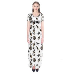 Seahorse Pattern Short Sleeve Maxi Dress