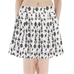 Seahorse Pattern Pleated Mini Skirt