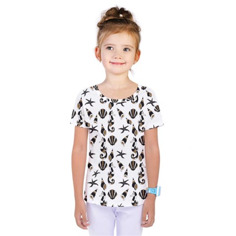 Seahorse Pattern Kids  One Piece Tee by Valentinaart