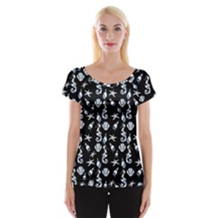 Seahorse Pattern Women s Cap Sleeve Top by Valentinaart