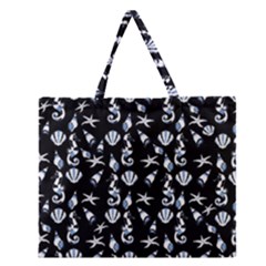 Seahorse Pattern Zipper Large Tote Bag by Valentinaart