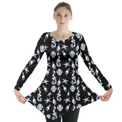 Seahorse Pattern Long Sleeve Tunic  by Valentinaart