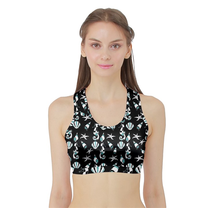 Seahorse pattern Sports Bra with Border