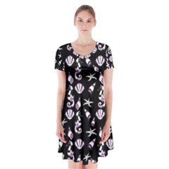 Seahorse Pattern Short Sleeve V-neck Flare Dress by Valentinaart