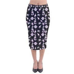 Seahorse Pattern Velvet Midi Pencil Skirt by Valentinaart