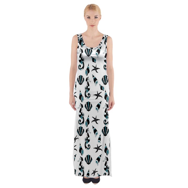 Seahorse pattern Maxi Thigh Split Dress