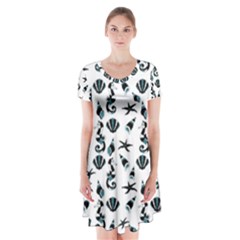 Seahorse Pattern Short Sleeve V-neck Flare Dress by Valentinaart