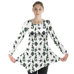 Seahorse Pattern Long Sleeve Tunic  by Valentinaart