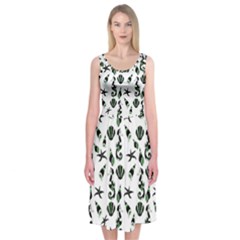 Seahorse Pattern Midi Sleeveless Dress