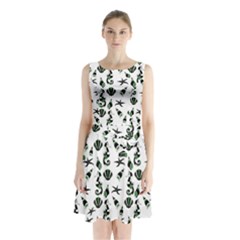 Seahorse Pattern Sleeveless Chiffon Waist Tie Dress by Valentinaart