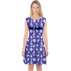 Seahorse Pattern Capsleeve Midi Dress by Valentinaart