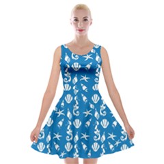 Seahorse Pattern Velvet Skater Dress by Valentinaart