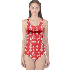 Seahorse Pattern One Piece Swimsuit by Valentinaart