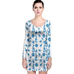 Seahorse Pattern Long Sleeve Bodycon Dress by Valentinaart