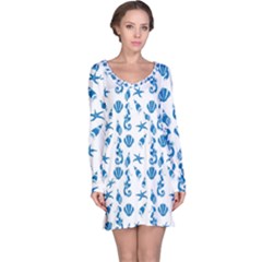 Seahorse Pattern Long Sleeve Nightdress by Valentinaart