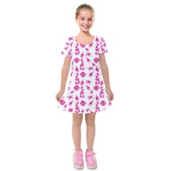 Seahorse Pattern Kids  Short Sleeve Velvet Dress by Valentinaart