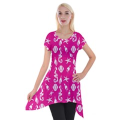 Seahorse Pattern Short Sleeve Side Drop Tunic by Valentinaart