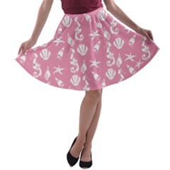 Seahorse Pattern A-line Skater Skirt by Valentinaart