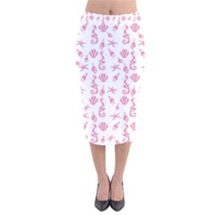 Seahorse Pattern Velvet Midi Pencil Skirt by Valentinaart