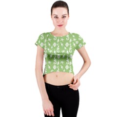 Seahorse Pattern Crew Neck Crop Top by Valentinaart