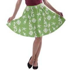 Seahorse Pattern A-line Skater Skirt by Valentinaart