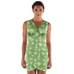 Seahorse Pattern Wrap Front Bodycon Dress