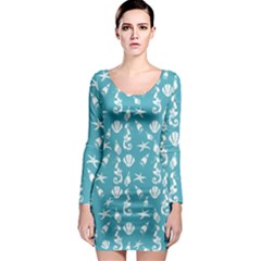 Seahorse Pattern Long Sleeve Bodycon Dress by Valentinaart