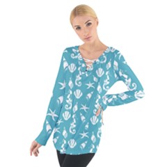 Seahorse Pattern Women s Tie Up Tee