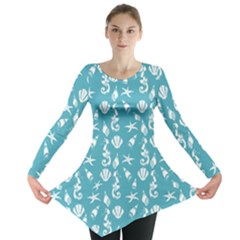 Seahorse Pattern Long Sleeve Tunic  by Valentinaart