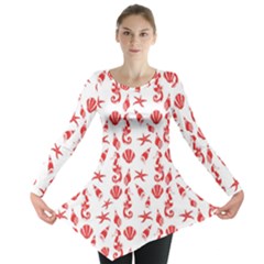 Seahorse Pattern Long Sleeve Tunic  by Valentinaart