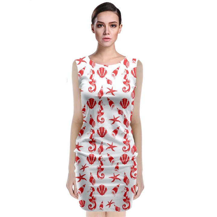 Seahorse pattern Classic Sleeveless Midi Dress