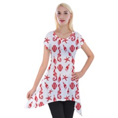 Seahorse Pattern Short Sleeve Side Drop Tunic