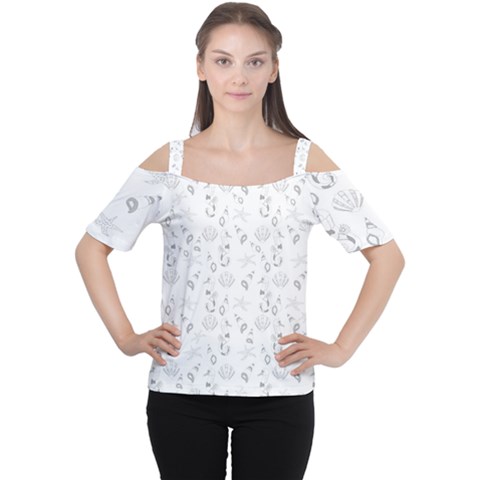 Seahorse Pattern Women s Cutout Shoulder Tee by Valentinaart