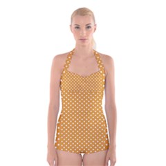 Polka Dots Boyleg Halter Swimsuit  by Valentinaart