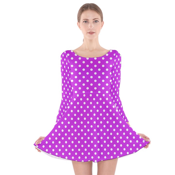 Polka dots Long Sleeve Velvet Skater Dress