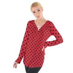 Polka Dots Women s Tie Up Tee by Valentinaart