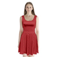 Polka Dots Split Back Mini Dress 