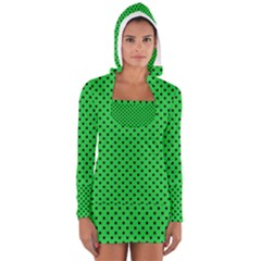 Polka Dots Women s Long Sleeve Hooded T-shirt