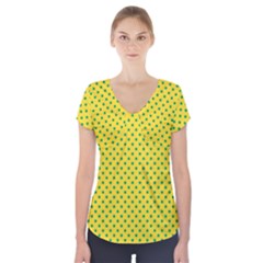 Polka Dots Short Sleeve Front Detail Top