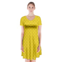 Polka Dots Short Sleeve V-neck Flare Dress