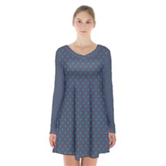 Polka Dots Long Sleeve Velvet V-neck Dress