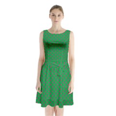 Polka Dots Sleeveless Chiffon Waist Tie Dress