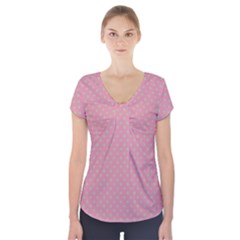 Polka Dots Short Sleeve Front Detail Top